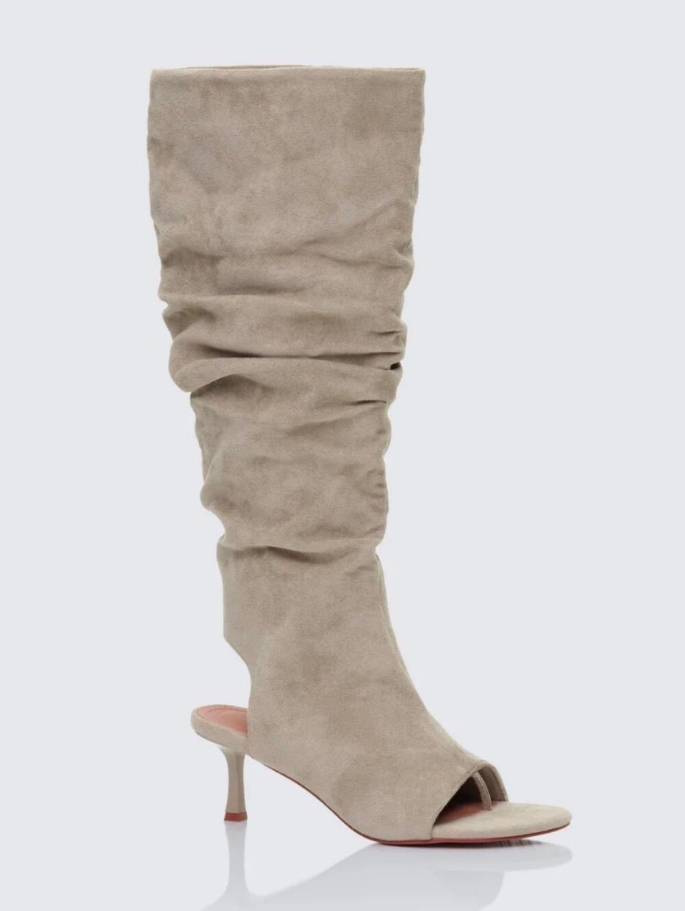 FINESSE Stormi Sand Faux Suede Open Toe Slouch Boots/NWB/MSRP118